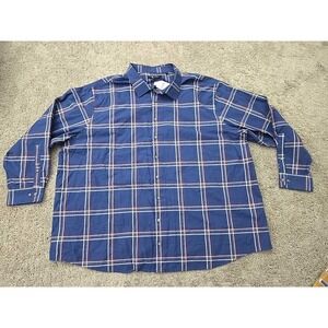 Synrgy Button Up Shirt Mens 4XL Blue Plaid Business‎ Casual Office